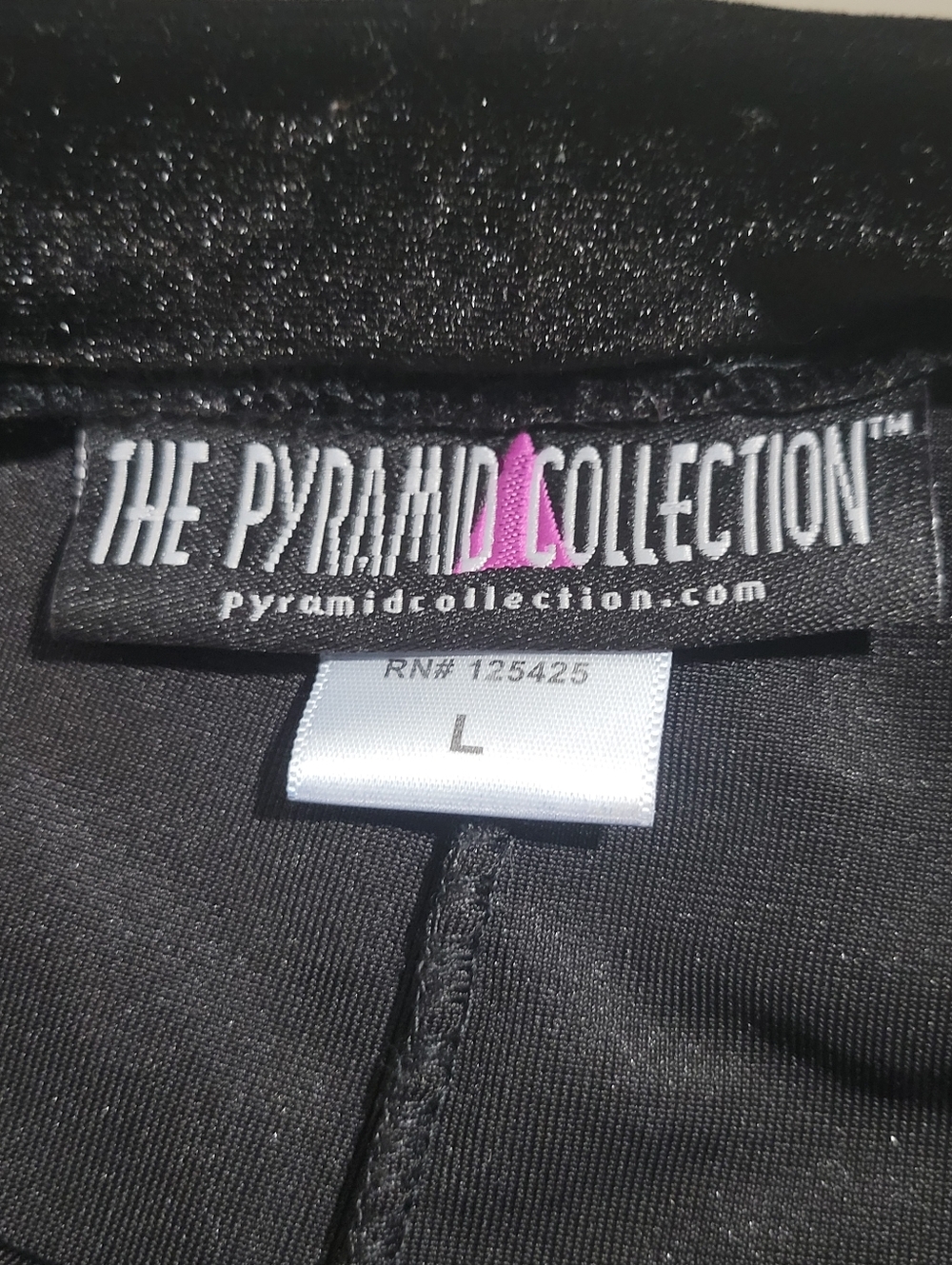 The Pyramid Collection Black Velvet Ruched Ankle Leggings Size L Velour Stretch - Picture 8 of 9